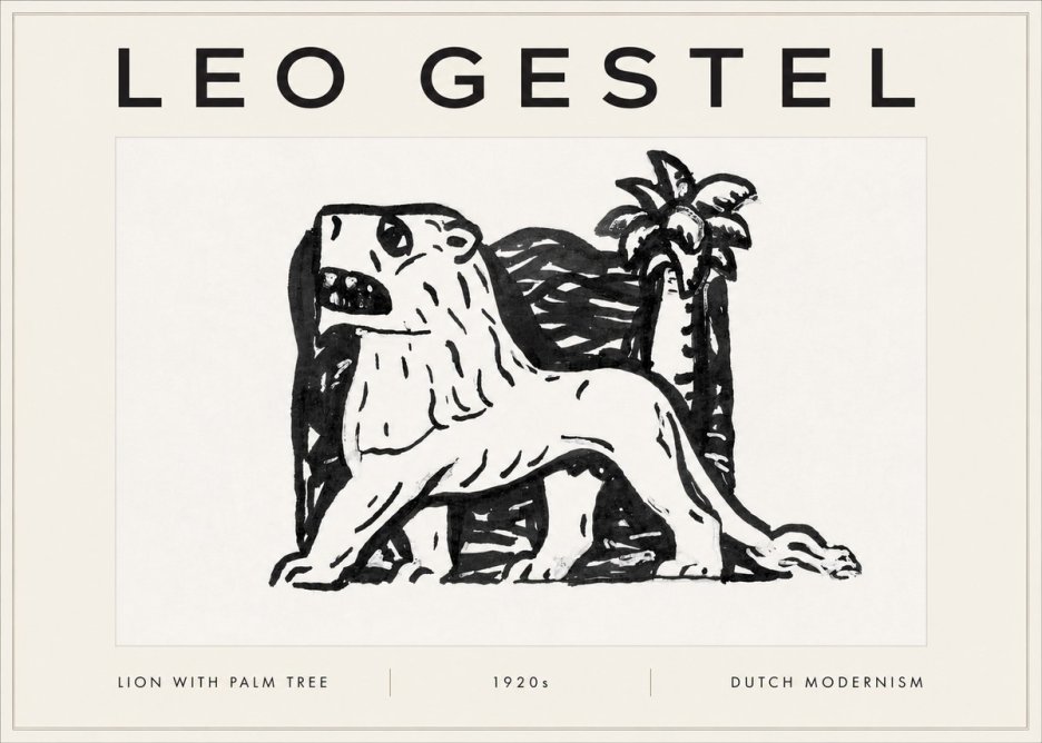 Leo Gestel Lion with Palm Tree No5 - Póster