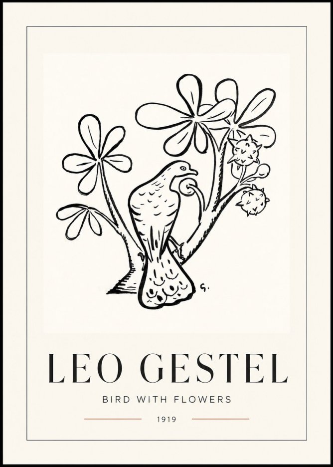 Leo Gestel Bird with Flowers No1 - Póster
