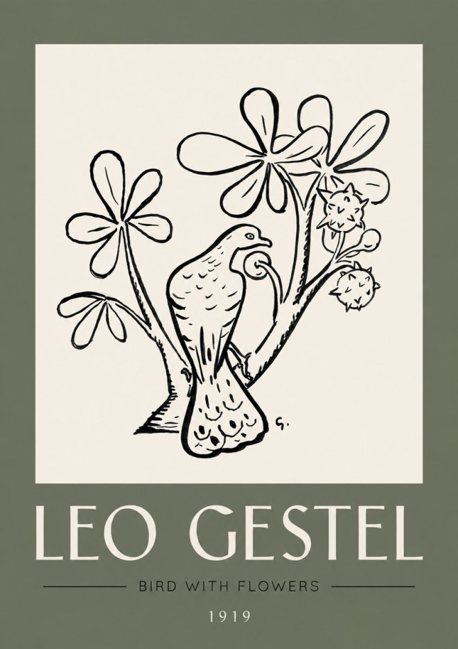 Leo Gestel Bird with Flowers No3 - Póster