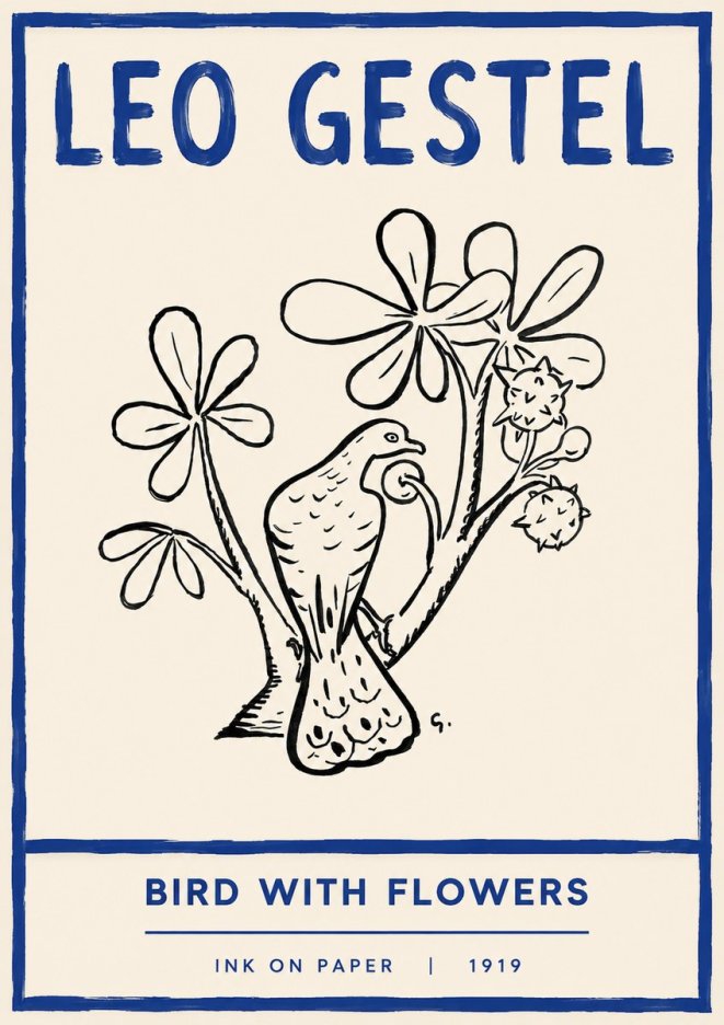 Leo Gestel Bird with Flowers No4 - Póster