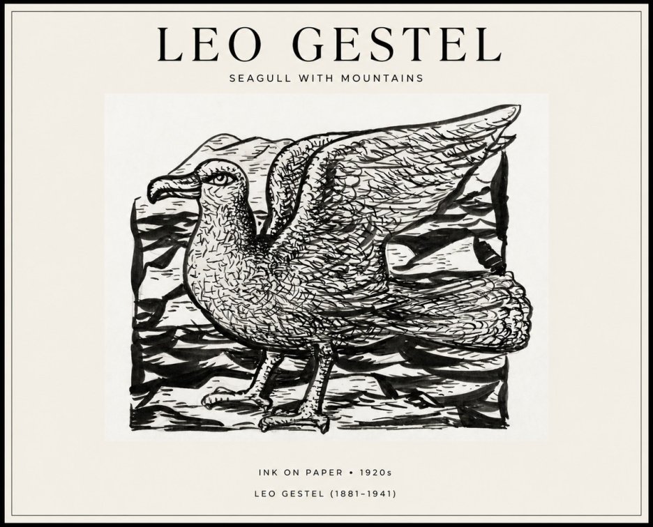 Leo Gestel Seagull with Mountains No1 - Póster