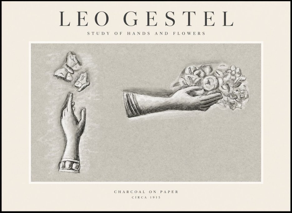 Leo Gestel Study of Hands and Flowers No1 - Póster