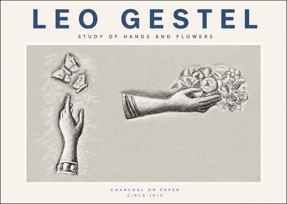 Leo Gestel Study of Hands and Flowers No3 - Póster