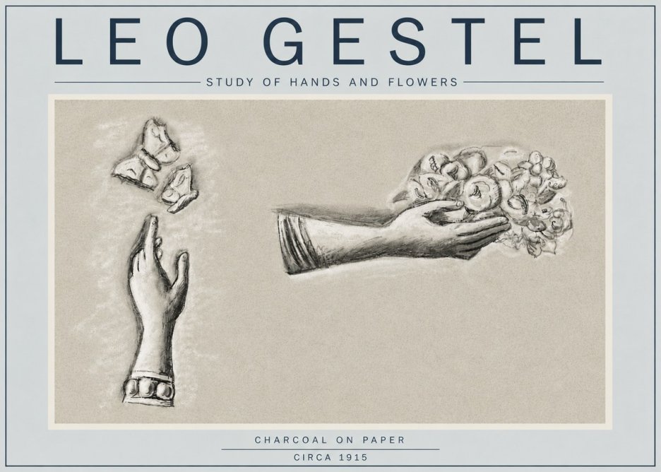 Leo Gestel Study of Hands and Flowers No4 - Póster