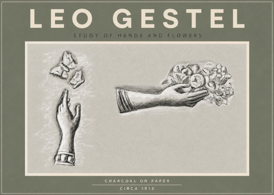 Leo Gestel Study of Hands and Flowers No5 - Póster