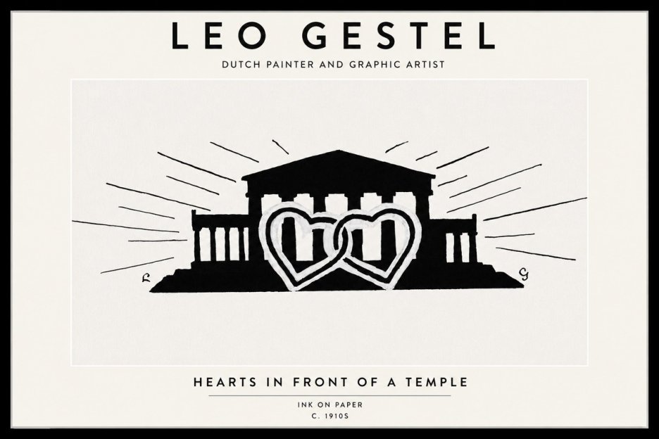 Leo Gestel Hearts in Front of a Temple No1 - Póster