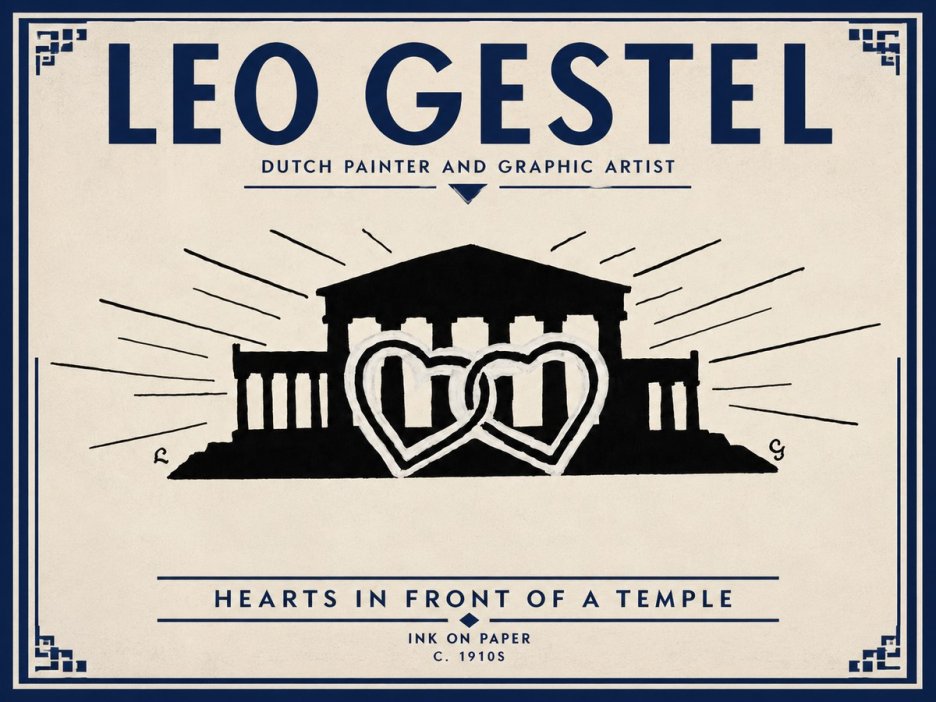 Leo Gestel Hearts in Front of a Temple No3 - Póster