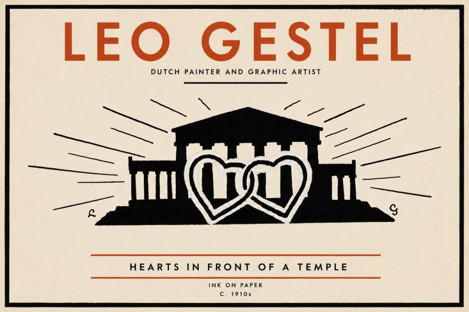Leo Gestel Hearts in Front of a Temple No5 - Póster