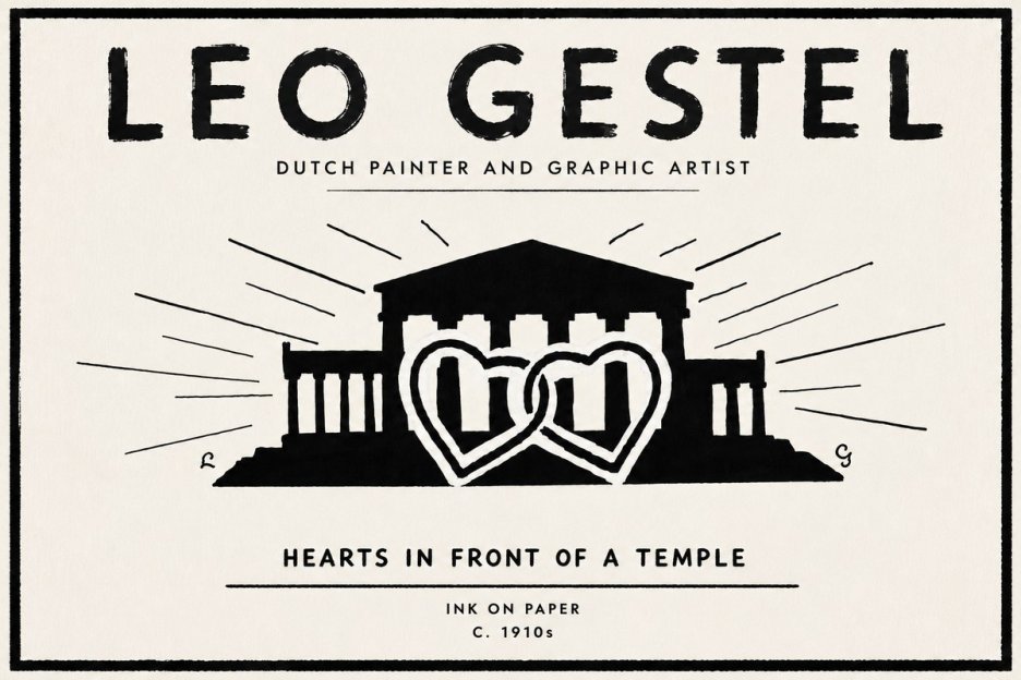 Leo Gestel Hearts in Front of a Temple No6 - Póster