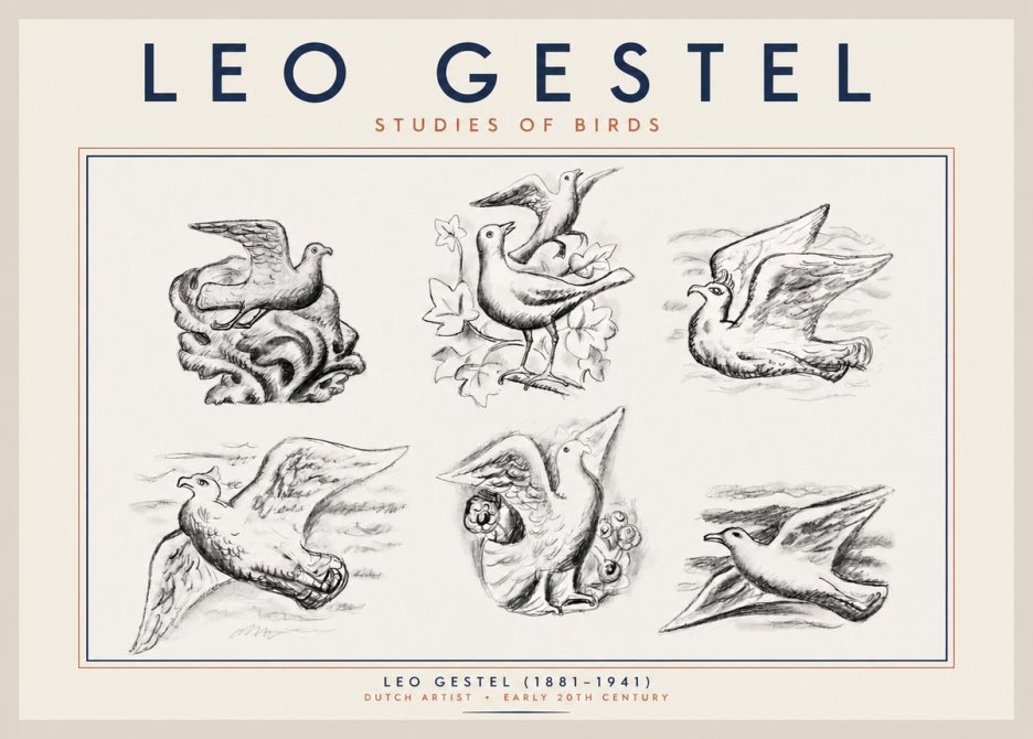 Leo Gestel Studies of Birds No2 - Póster