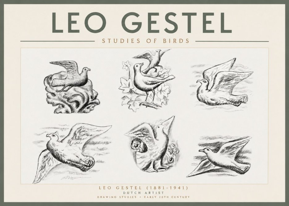 Leo Gestel Studies of Birds No3 - Póster