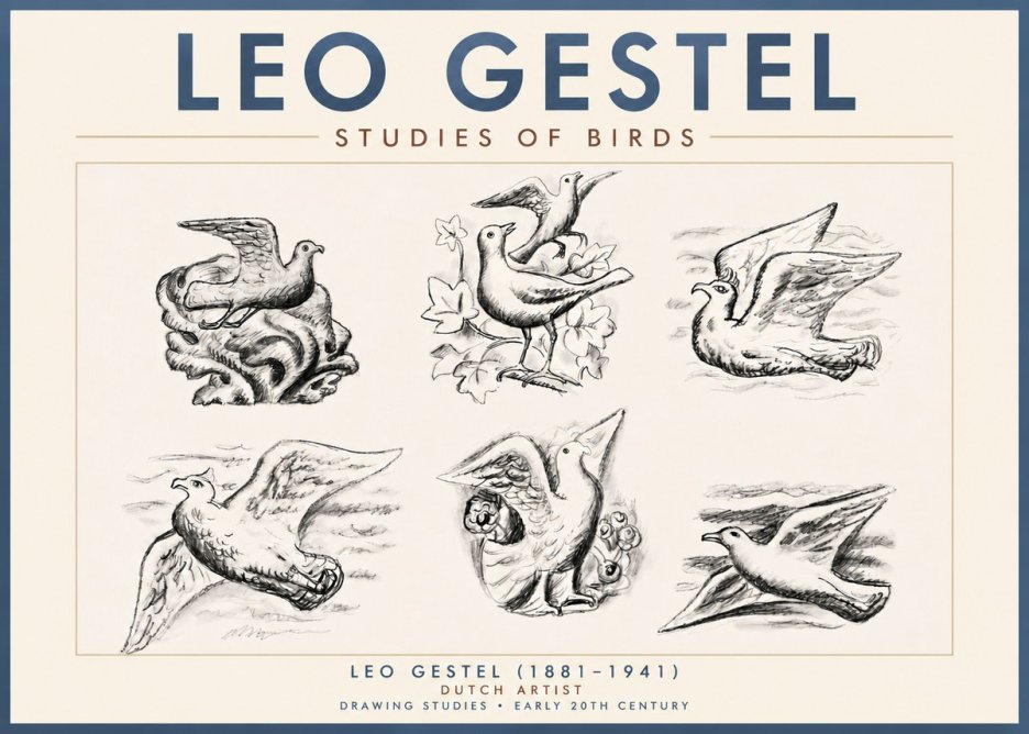 Leo Gestel Studies of Birds No4 - Póster