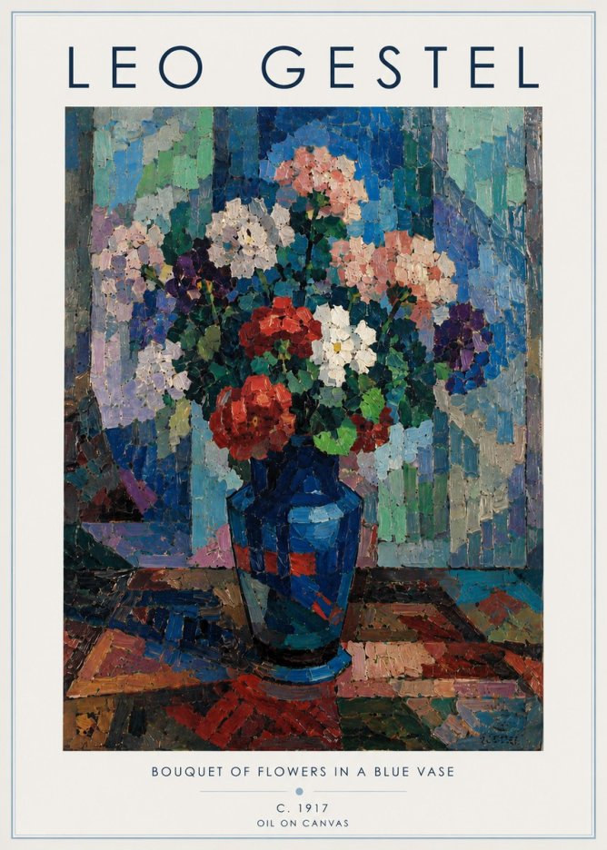 Leo Gestel Bouquet of Flowers in a Blue Vase No6 - Póster