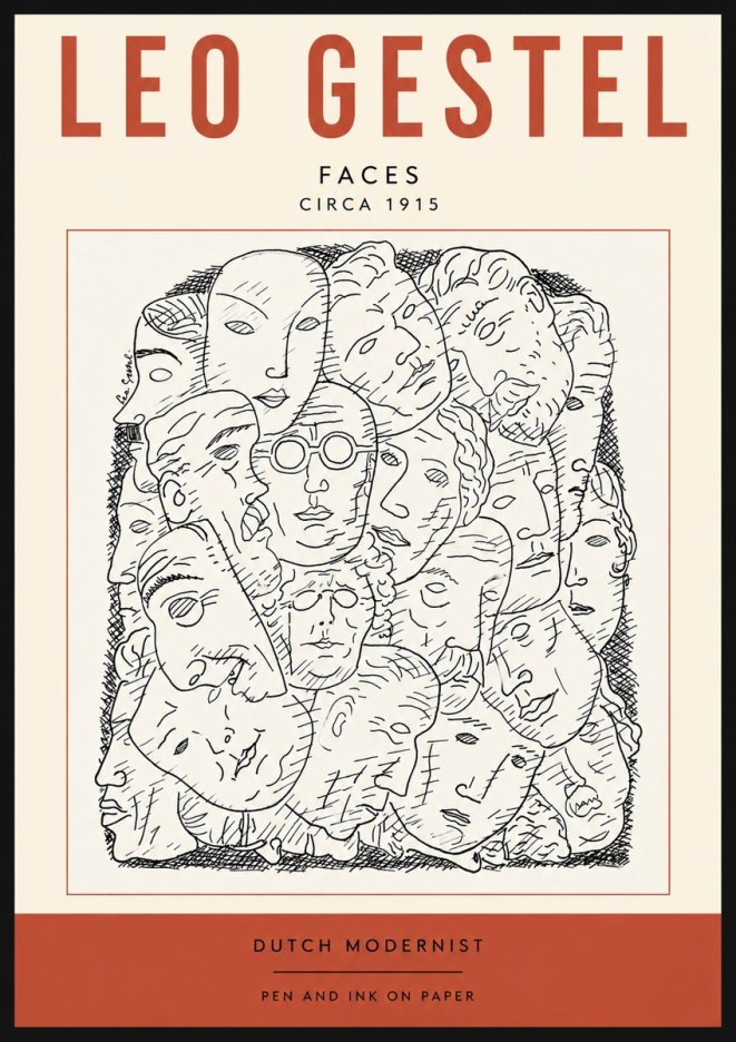Leo Gestel Heads Ink Drawing No5 - Póster