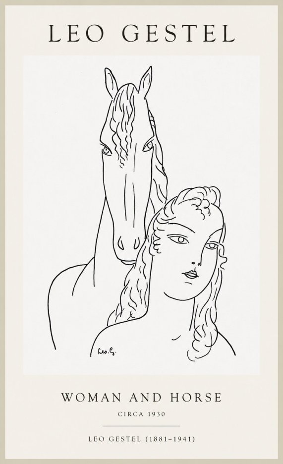 Leo Gestel Woman and Horse No1 - Póster