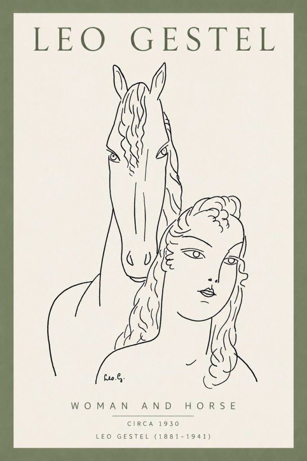 Leo Gestel Woman and Horse No4 - Póster