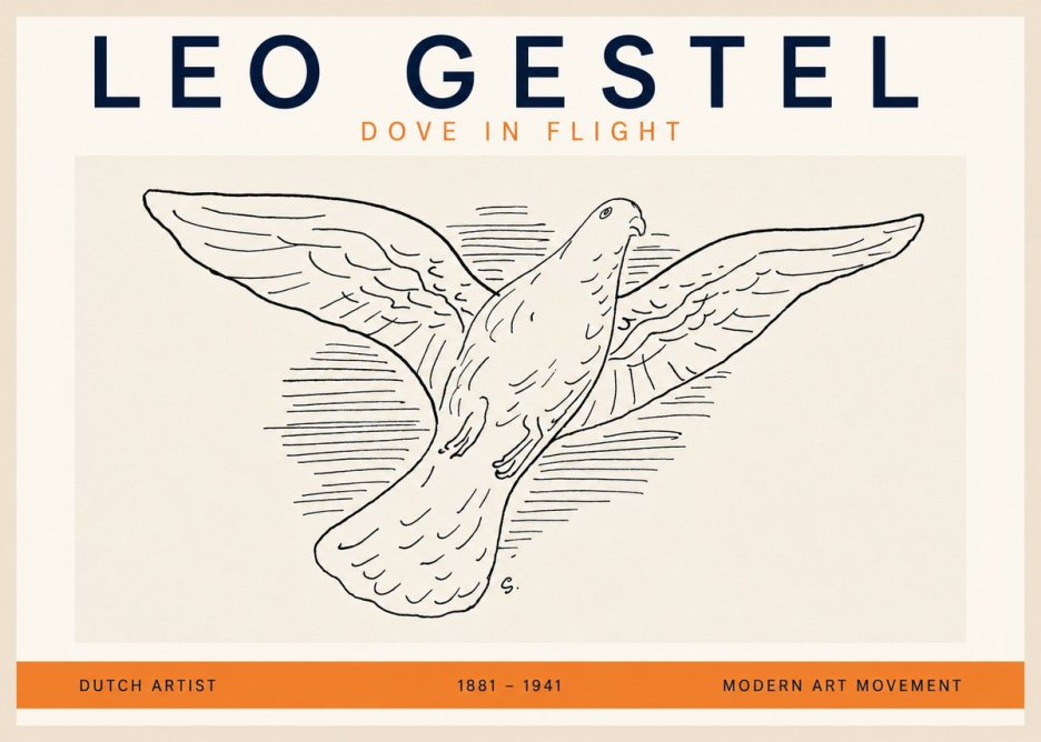 Leo Gestel Dove in Flight No2 - Póster