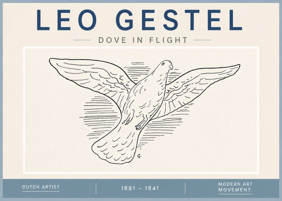 Leo Gestel Dove in Flight No4 - Póster