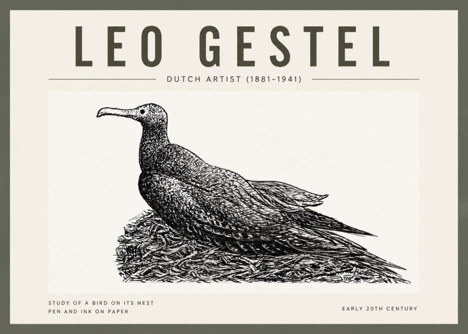 Leo Gestel Study of a Bird on Its Nest No4 - Póster