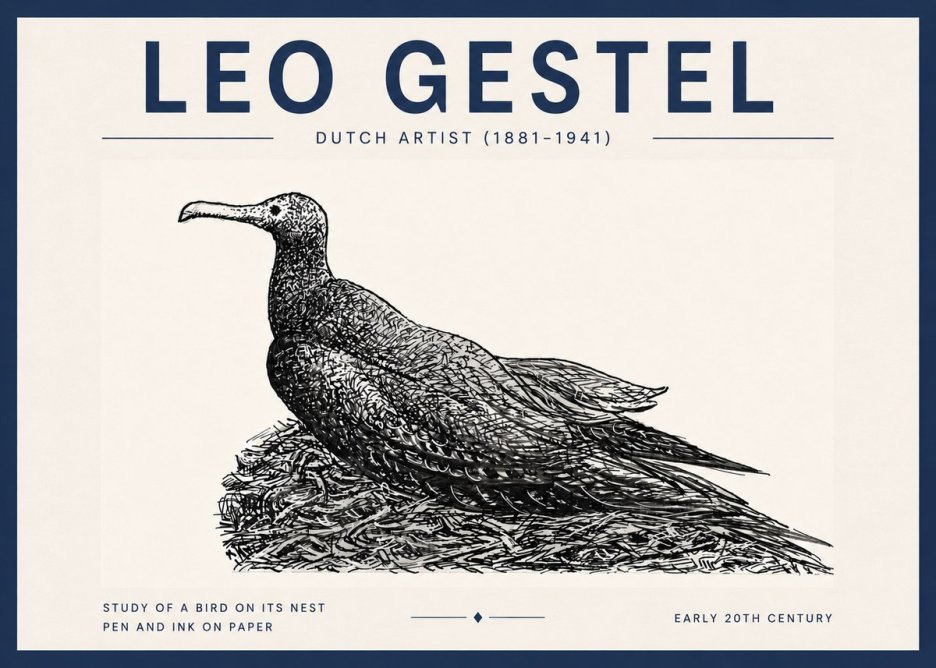 Leo Gestel Study of a Bird on Its Nest No6 - Póster