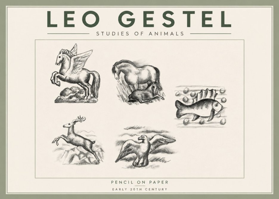 Leo Gestel Studies of Animals No3 - Póster