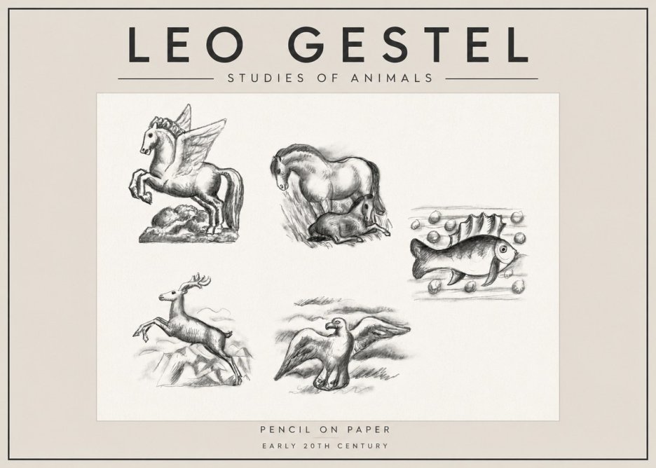 Leo Gestel Studies of Animals No4 - Póster