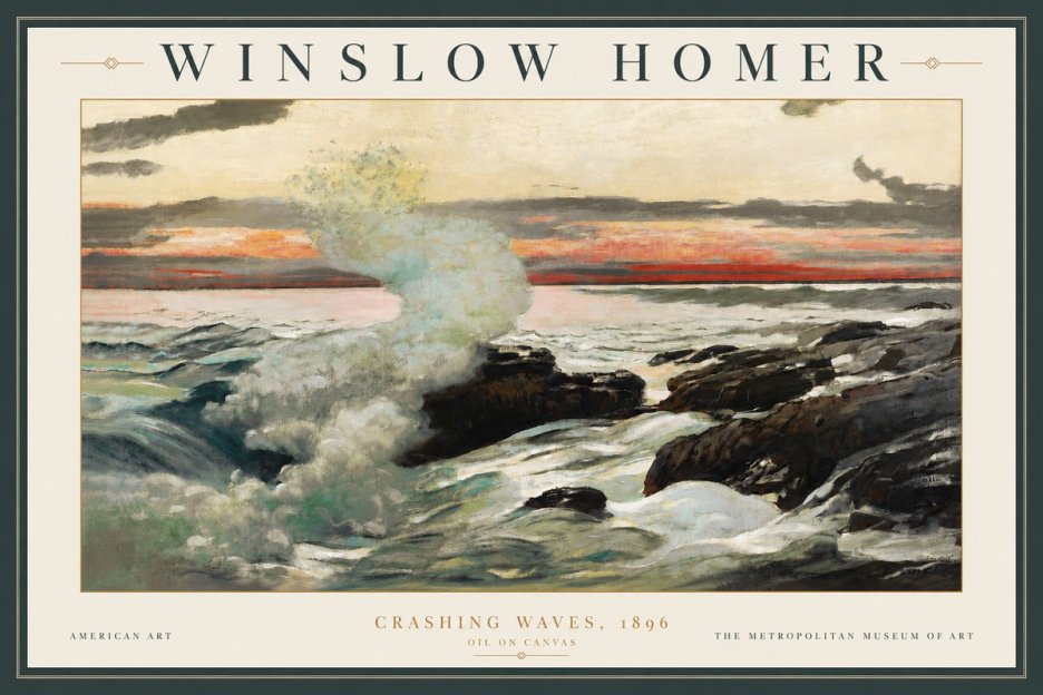 Winslow Homer Crashing Waves, 1896 No3 - Póster