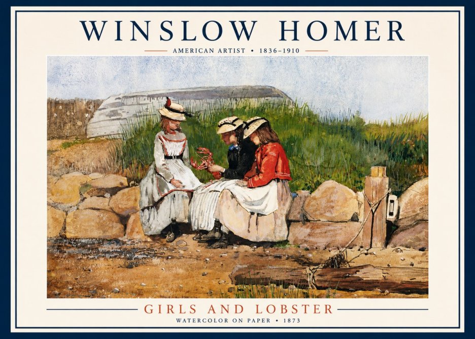 Winslow Homer Girls and Lobster No3 - Póster