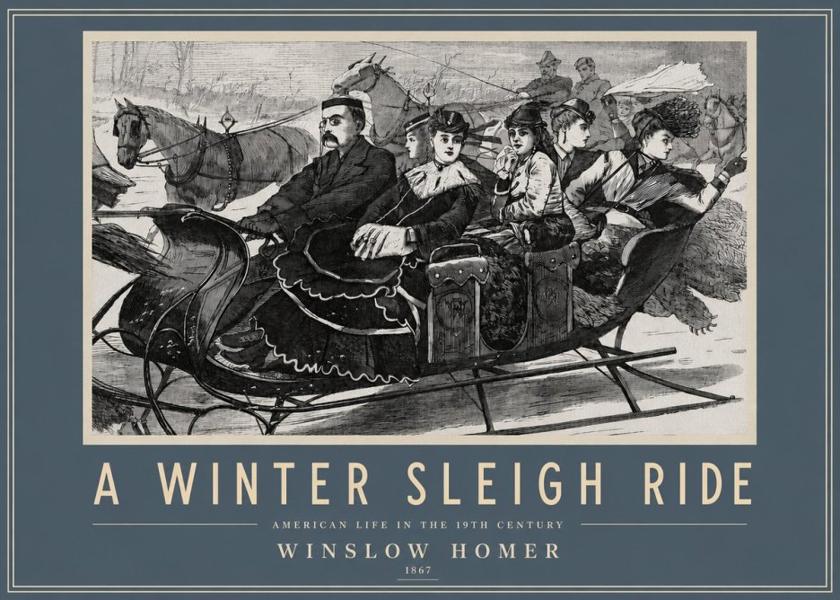 Winslow Homer A Winter Sleigh Ride - American Life in the 19Th Century No3 - Póster