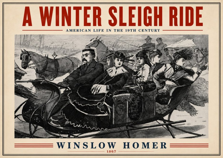 Winslow Homer A Winter Sleigh Ride - American Life in the 19Th Century No4 - Póster