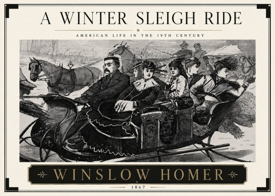 Winslow Homer A Winter Sleigh Ride - American Life in the 19Th Century No5 - Póster
