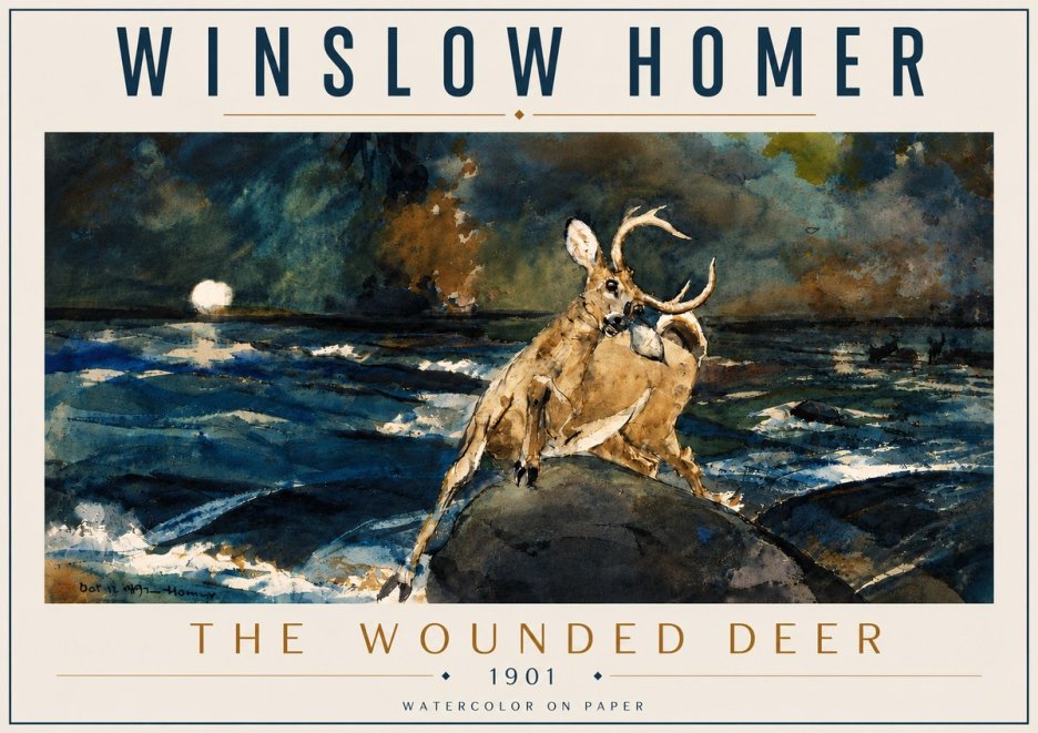 Winslow Homer The Wounded Deer No5 - Póster