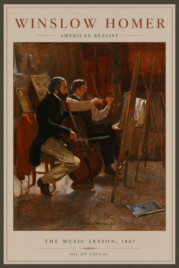 Winslow Homer The Music Lesson, 1867 No6 - Póster