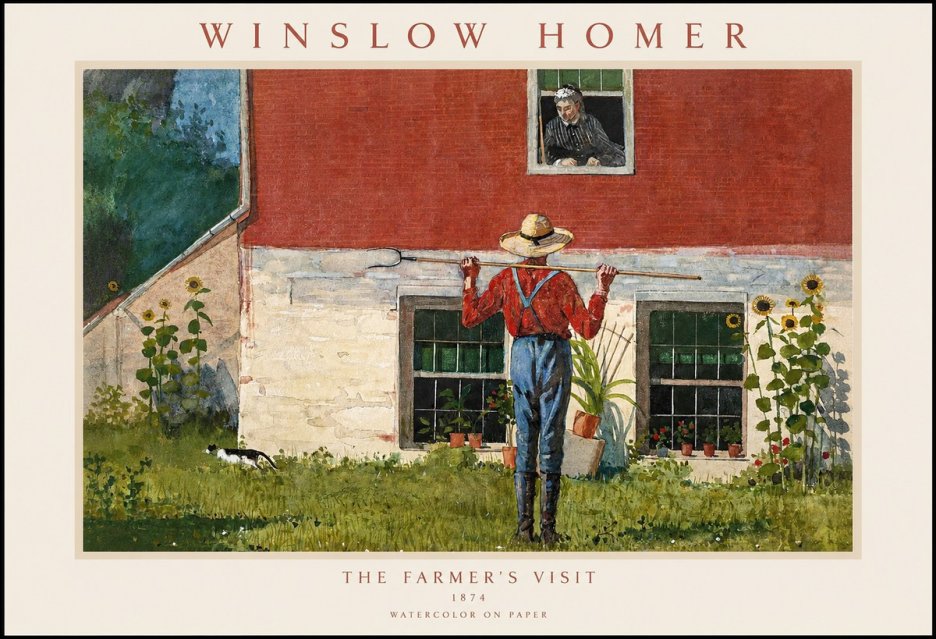 Winslow Homer Farmer with Hoe No2 - Póster