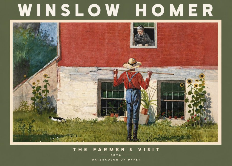 Winslow Homer Farmer with Hoe No3 - Póster