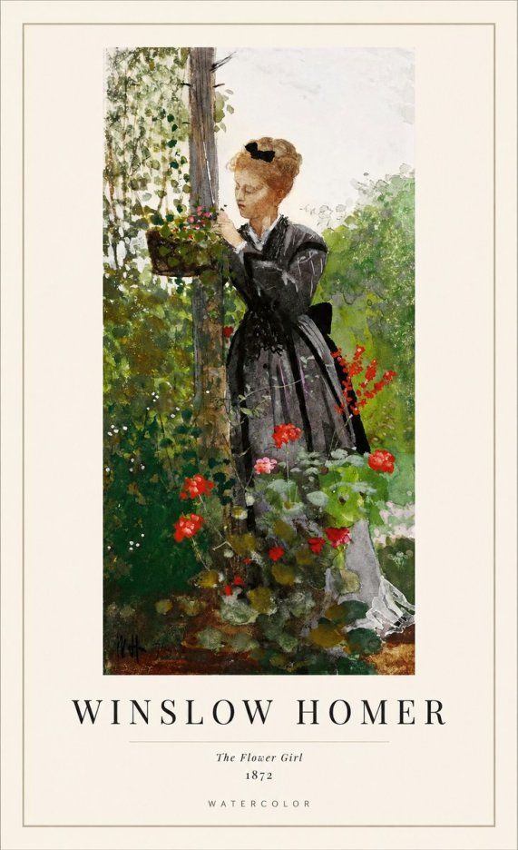 Winslow Homer The Flower Girl No1 - Póster