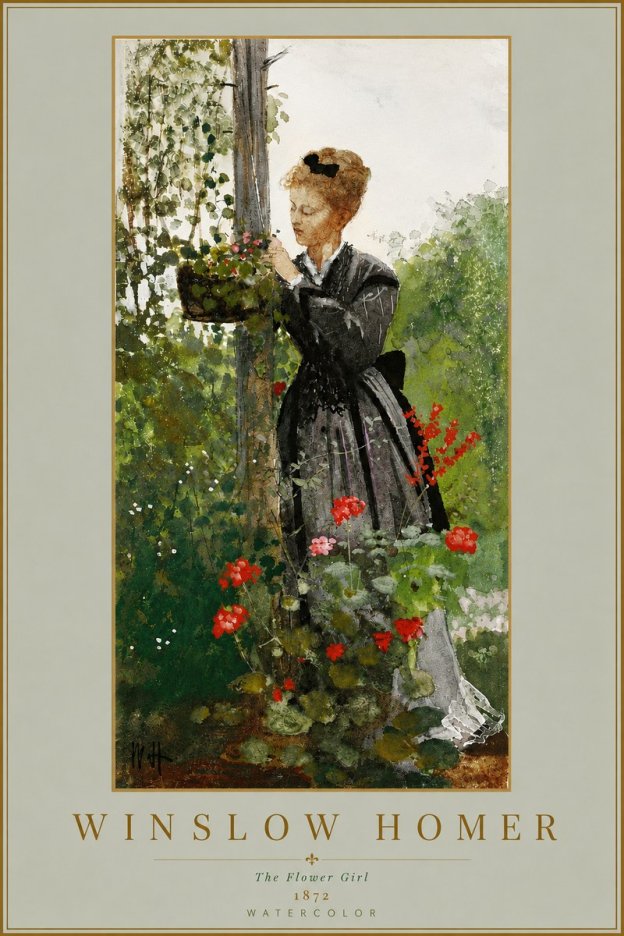 Winslow Homer The Flower Girl No5 - Póster