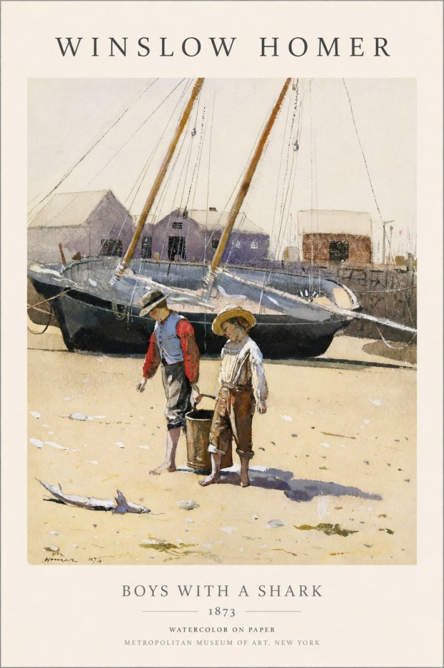 Winslow Homer Boys with a Shark No1 - Póster