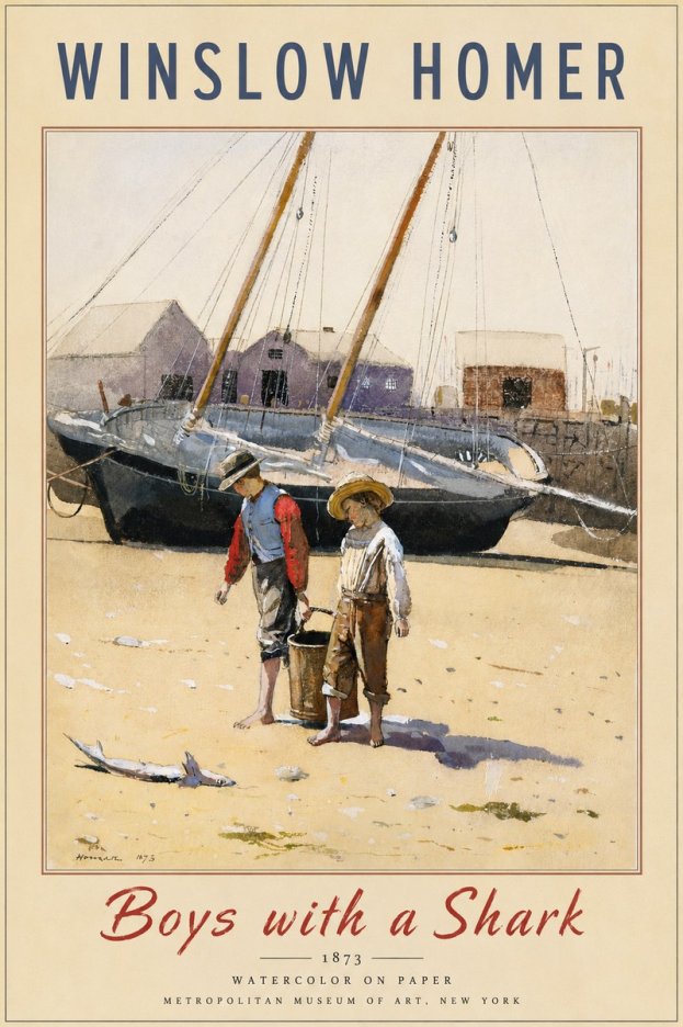 Winslow Homer Boys with a Shark No2 - Póster
