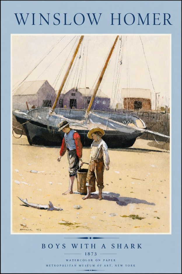 Winslow Homer Boys with a Shark No3 - Póster