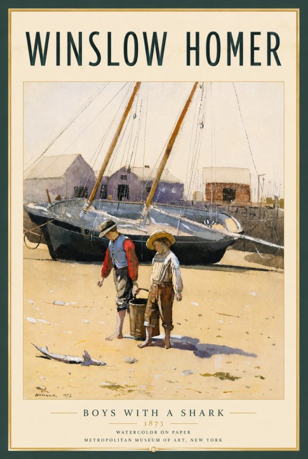 Winslow Homer Boys with a Shark No4 - Póster