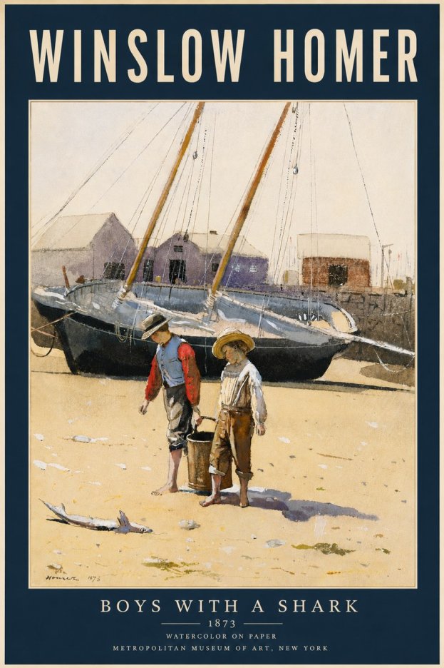 Winslow Homer Boys with a Shark No5 - Póster