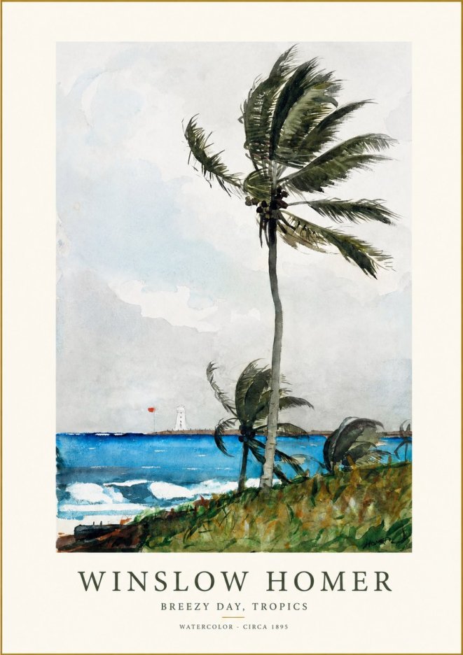 Winslow Homer Breezy Day, Tropics No1 - Póster