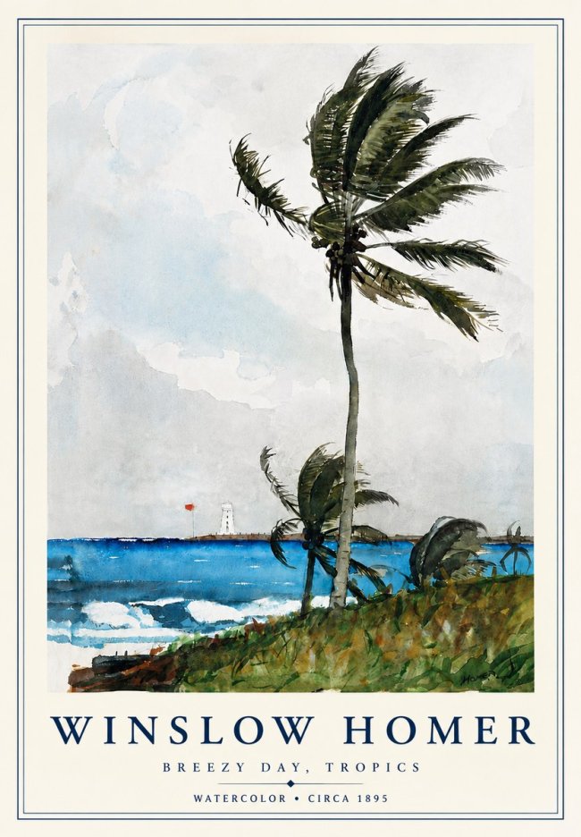 Winslow Homer Breezy Day, Tropics No4 - Póster