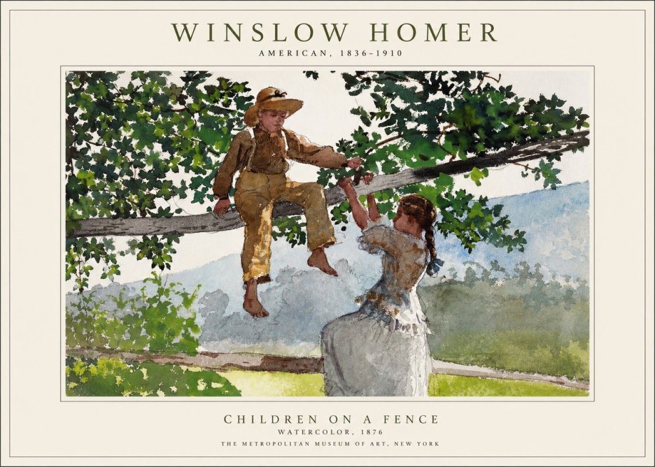 Winslow Homer Children on a Fence No1 - Póster
