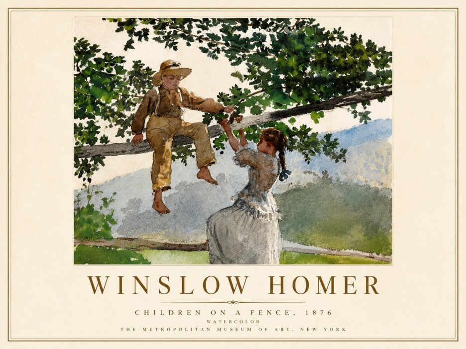 Winslow Homer Children on a Fence No5 - Póster