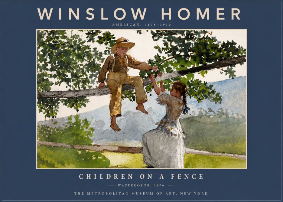 Winslow Homer Children on a Fence No6 - Póster