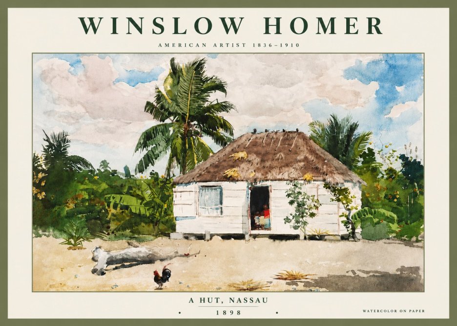 Winslow Homer A Hut, Nassau No4 - Póster