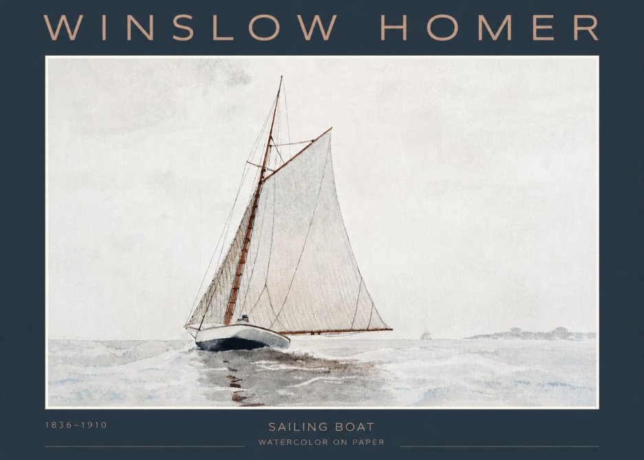Winslow Homer Sailing Boat No3 - Póster