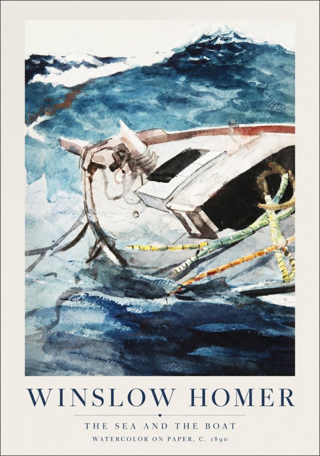 Winslow Homer The Sea and the Boat No1 - Póster